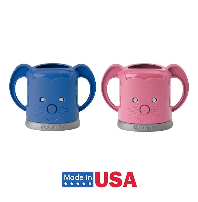 InchBug MyDrinky Pouch Holder No Squeeze, Reusable Drink Holder for Kids and Toddlers | BPA-Free & Squeeze-Proof Cup Holder for Juice Boxes Food Pouches| Dishwasher Safe 2-Pack PINK SORBET/GALAXY BLUE