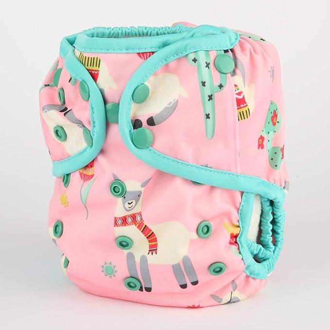 Baby Diaper Cover Nappy One Size 8lbs to 36lbs for Girls (Pink Alpaca)