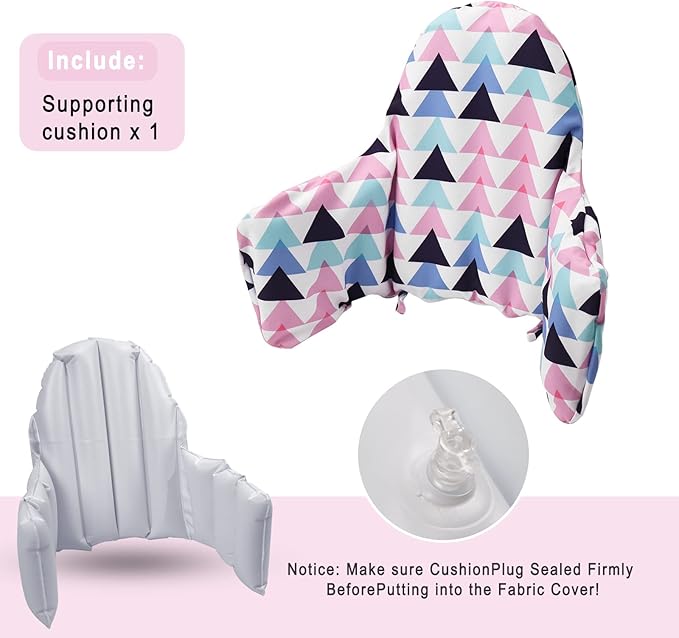 IKEA Antilop Highchair Cushion, Inflatable Cover Pad - More Comfortable Sitting (Colorful Triangle)