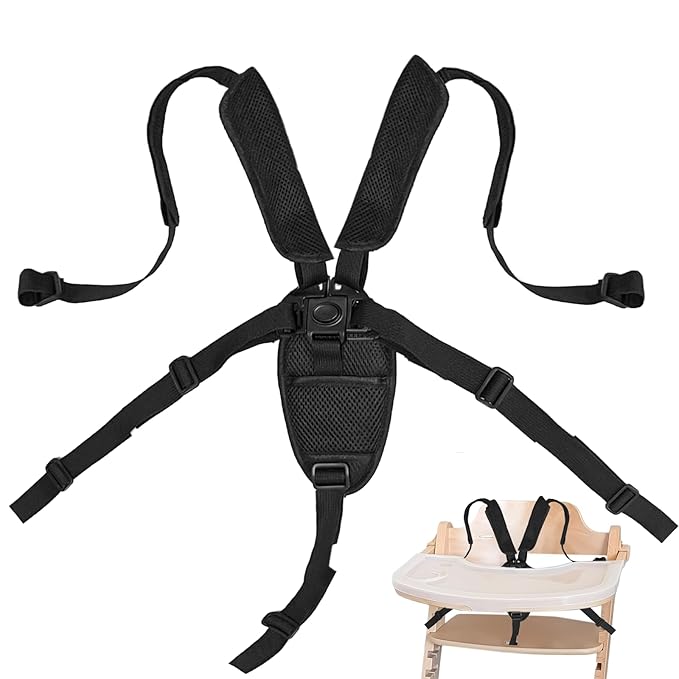 5 Point Harness Seat Belt Strap Belt for High Chair,Seatbelt Crotch Cushion Shoulder Pads,Harness Strap Belt Kit with Shoulder Pads & Guarding Pad