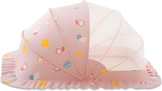 Mosquiteros para Cunas De Bebes,Portable Folding Mosquito Net for Stroller,Breathable Foldable Cots Bottomless Crib Net Sun Sheltert(Pink, 50”x26”x28”)