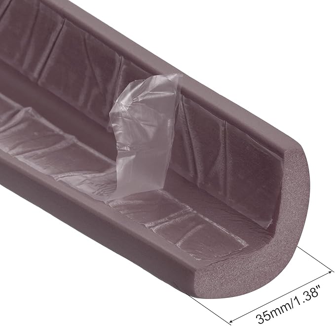 uxcell Corner Guards Edge Protectors 16.4ft(5M), Foam Safety Bumper L Shape for Furniture Corner Table Edge Guard, Brown