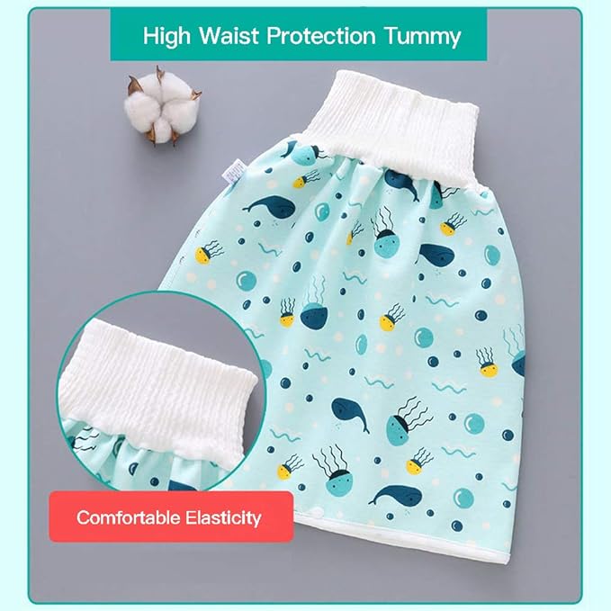 2 Pack Baby Diaper Skirt,Washable Waterproof Toddler Potty Training Skirt Cotton Toilet Training Nappy Skirt for Baby Boys Girls (Pink+Yellow)