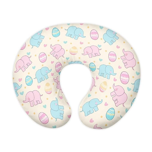 Cute Elephants and Easter Egg Breastfeeding Pillow Cover Ultra Soft Comfortable Newborn Nursing Pillow Case Stretchy Replaceable Pillow Cover Slipcover