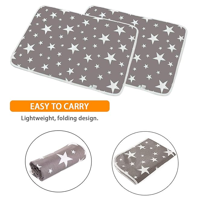 2 Pack Baby Diaper Changing Pad Maveek 19.6'' X 27.5'' Waterproof Changing Mat Portable Diaper Pad Travel Changing Mat Foldable Absorbent Mats for Home and Outdoor(2Grey)