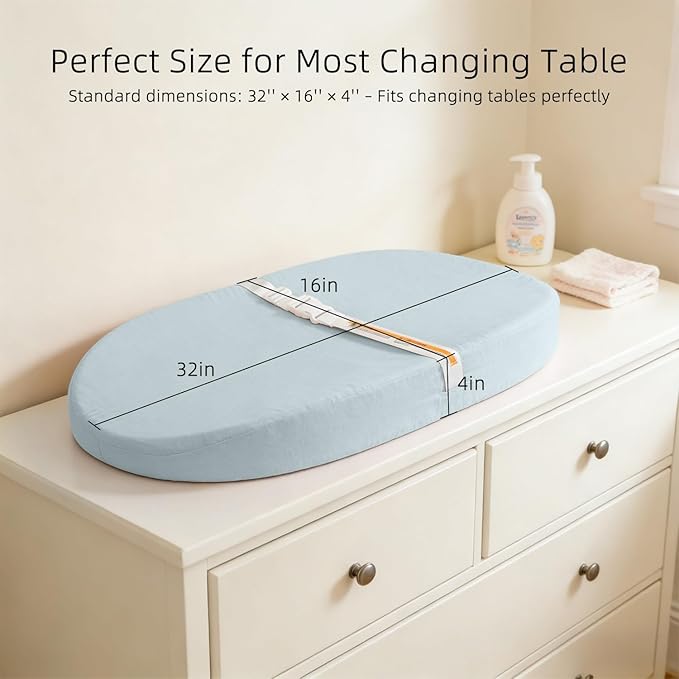 Muslin Baby Changing Pad with Waterproof Lining Foam, Diaper Changing Pad Topper, Changing Table Pads with Muslin Cover for Dressers