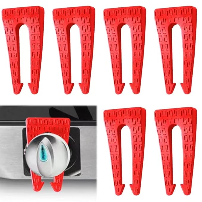 6 Pack Gas Stove Knob Locks, Silicone Oven Knob Safety Covers Baby Proof, Gas Stove Knob Covers for Baby and Pets Safety (Red)