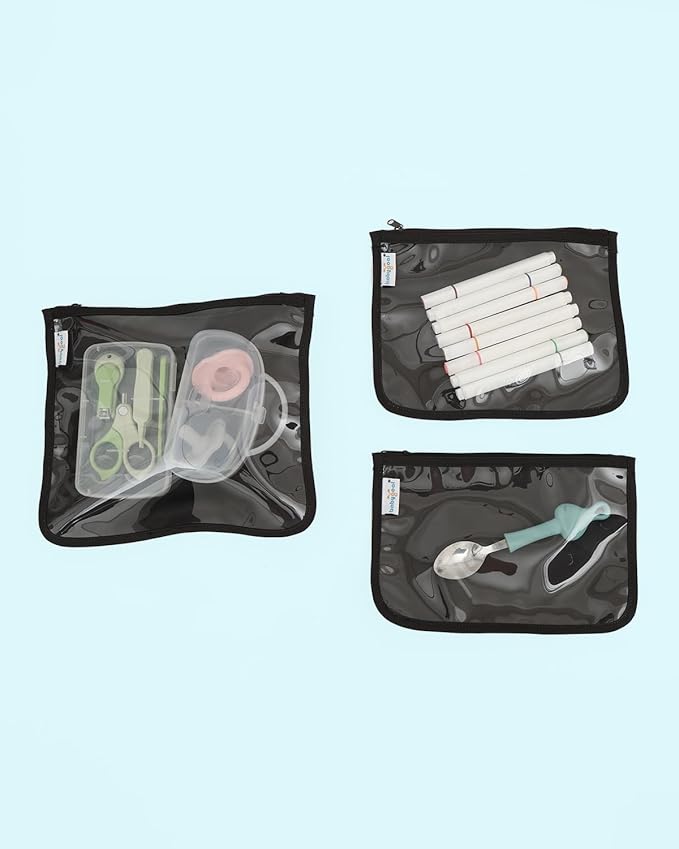 babygoal Waterproof Wet Dry Bags 2 Pack with 3pcs Clear Travel Bags for Beach, Baby Cloth Diapers, Swimsuit, Pump Parts, Pool, Gym, Toiletries,Makeup Cosmetics