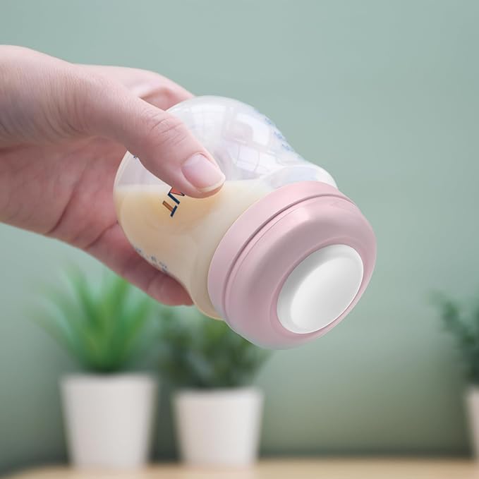 Maymom Screw Lids Aka Travel Caps with Rewritable Sealing Disc Compatible with Avent, Maymom Wide Mouth Bottles; Cap Replace Avent Natural Bottle Sealing Ring and Sealing Disc, 4pcs. (Pink)