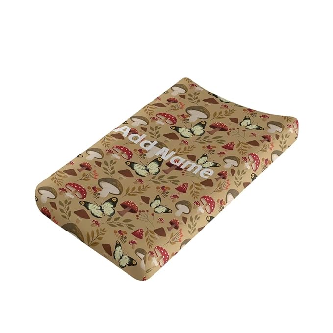 Mushroom Custom Baby Changing Pad Covers Personalized Diaper Change Table Pad Cover for Girls Boys Stretchy Nursery Changing Table Sheets Cover