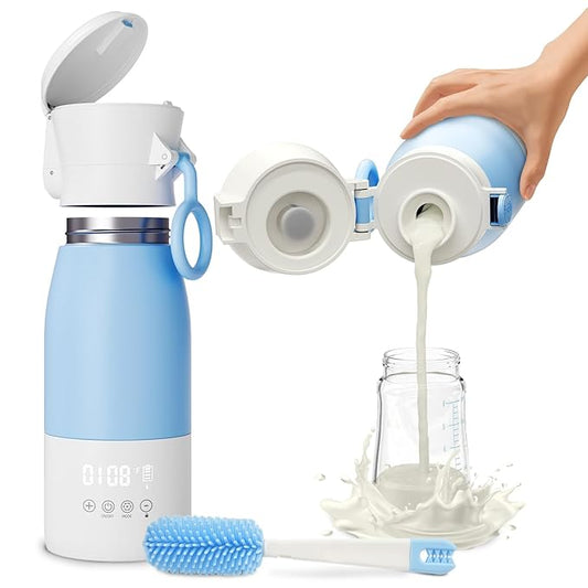 Portable Bottle Warmer for Travel - 17oz Portable Milk Warmer for Baby with Patent-Designed Formula Storage, 16000mAh Bottle Warmer On The Go for Breast Milk & Formula, Ideal for Car Outdoor