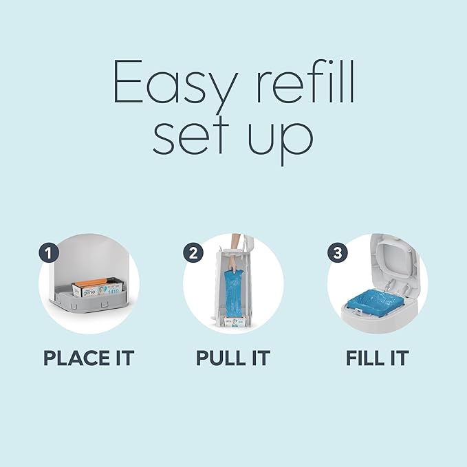 Diaper Genie Easy Roll Refill, 30 Bags Per Refill, Holds Up to 1410 Newborn Diapers| Odor Control| Diaper Pail-Bags, Fits-Genie Signature & Platinum Pails, (Pack of 2)