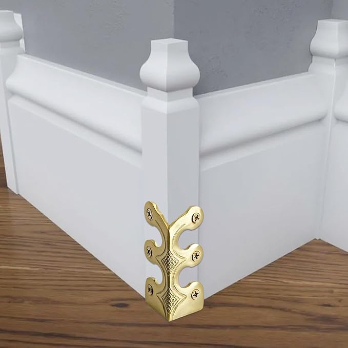 Baseboard Protector - Antique Corner Protectors, Brass Skiffers | Edge Corner Protectors Metal Skiffer, Decorative Protector Cover, Solid Brass Skirting Board Corner Protectors, Corner Guard for Home