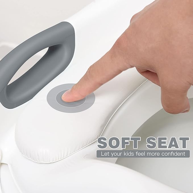 Potty Training Seat ，SKYROKU Potty Training Toilet with Step Stool Ladder, for Kids Boys Girls Toddlers - Comfortable Safe Potty Seat with Anti-Slip Pads Ladder （8838-Grey）