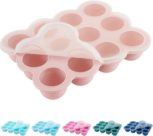 12x1.5oz Baby Food Storage Containers, Baby Food Freezer Tray with Clip Lid Gossamer Pink, Food Grade Silicone Freezer Trays for Purees & Vegetables