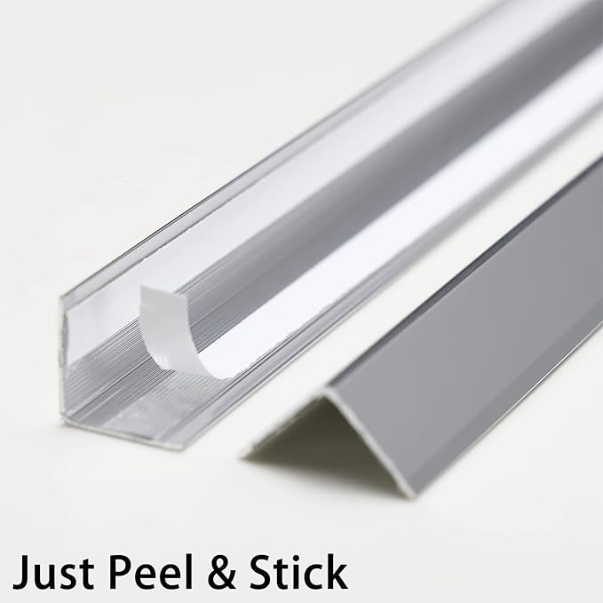 Trimold Matte Silver Aluminum Peel and Stick L Molding Corner Guards with 90° Angle for Wall Door Frame Cabinet Baseboard Protection and Decoration, 51.2in x 0.8in (3Pcs)