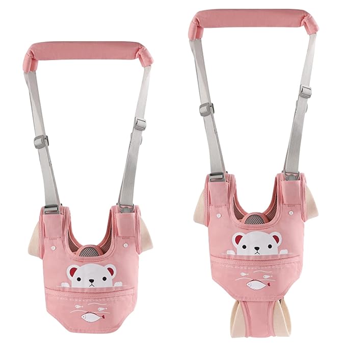 Baby Walking Harness, Handheld Kids Walker Helper with Detachable Crotch Adjustable Walker Harness Assistant Belt Baby Learning Walk Toddler Infant Walker 9-24 Months (Pink)