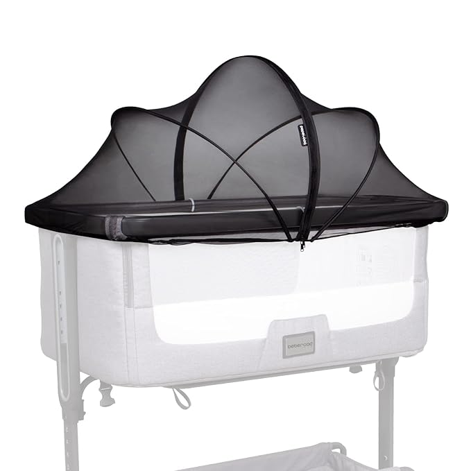 Beberoad Love Bassinet Mosquito Net Cover, Breathable Mesh Canopy with 2-Way Zipper for Bedside Sleepers (Black)