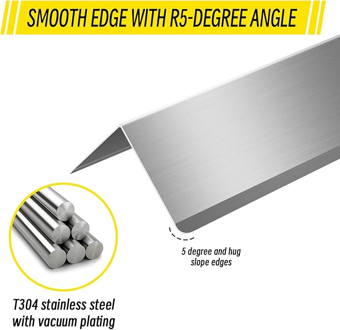 Steel Corner Guards 2 x 2 x 48” Metal Protector, 6 Pack Metal Wall Corner Protector T304 Stainless Steel Wall Molding Trim (Silver)