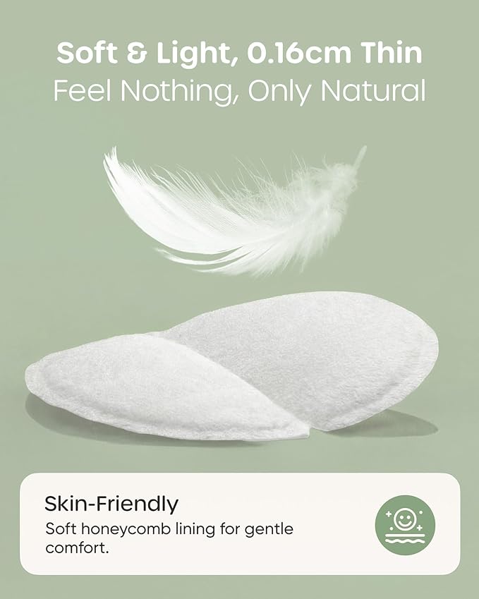 Nuliie Viscose-from-Bamboo Disposable Nursing Pads 100 Count, Ultra-Breathable Breast Pads for Breastfeeding, Absorbent & Stay Dry, Leakproof, Individually Wrapped