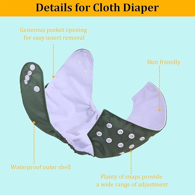 babygoal Reusable Cloth Diaper with Insert for Baby Boys and Girls 8-35lbs, Adjustable and Washable Nappy