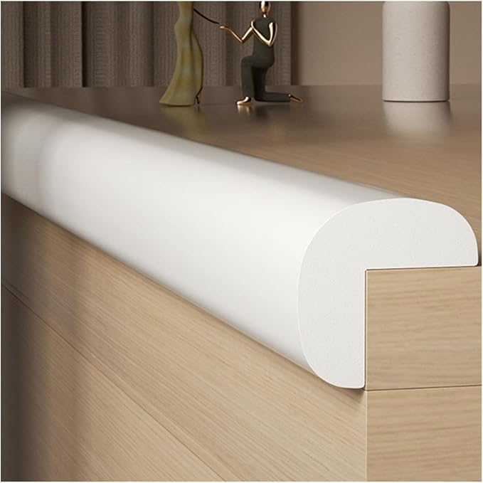 WIGING Foam Safety Strips, L Type Safety Edge Protection Strip, Self-Adhesive Children Anti Collision Strip, Table Corners Cushion Bumper for Furniture Desk Worktop (Color : White, Size : 6m/19.68ft)