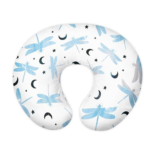 Blue Dragonfly and Moon Nursing Pillow Cover Stretchy Removable Nursing Covers for Breastfeeding Pillows Ultra Soft Newborn Feeding Pillow Cover Baby Essentials