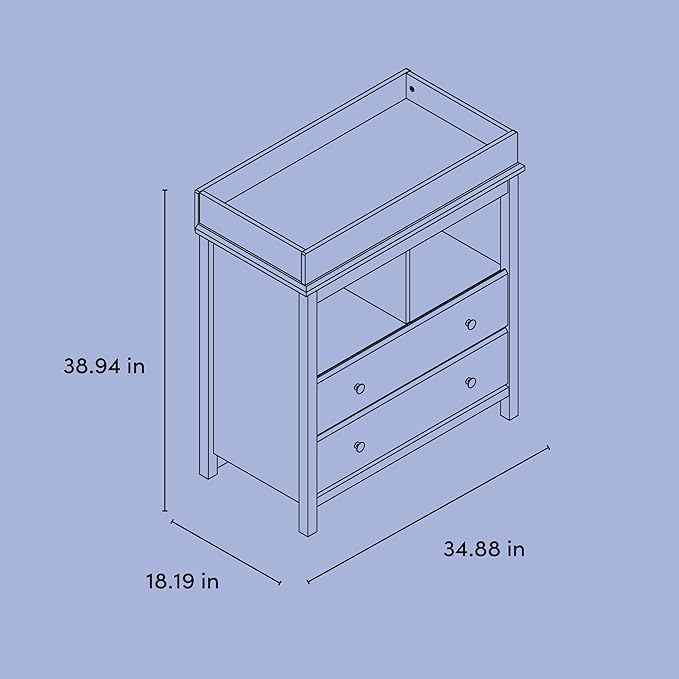 Storkcraft Alpine Nursery Changing Table Dresser Combo (Hazelnut) – GREENGUARD Gold Certified, Dresser for Nursery, Changing Table with Drawers, Removable Changing Table Topper