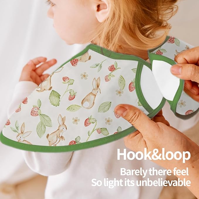 Feeding Bibs for Baby,3 Pack-Waterproof & Easy Clean Baby Bibs for Eating,Toddlers & Infant,Reversible Pockets