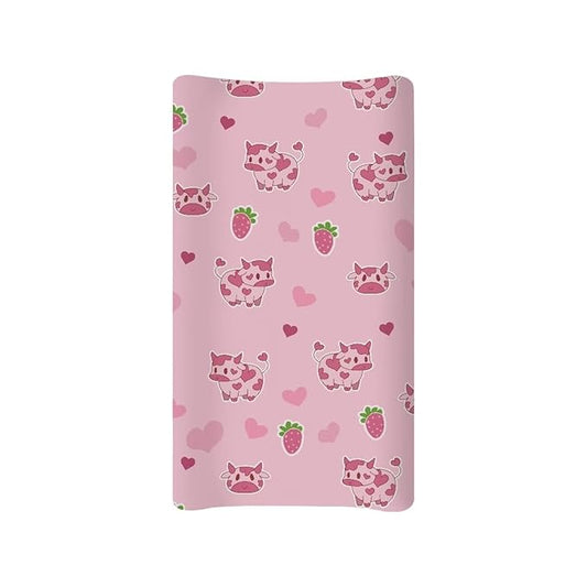 Cow Strawberry Baby Changing Pad Cover Infant Newborn Pink Changing Table Cover Diaper Table Change Mat Sheet Cover for Girls