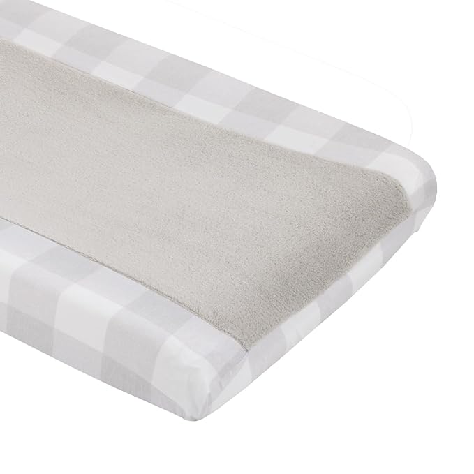NoJo Rustic Farmhouse Super Soft Gray and White Buffalo Check Changing Pad Cover