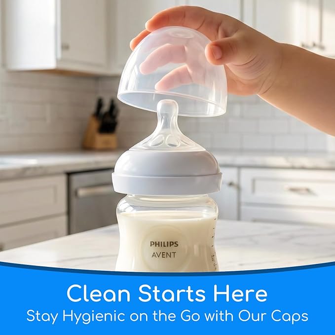 Replacement Lids Compatible with Philips Avent Natural Baby Bottles, Extra Secure Leak-Proof Caps for Travel, BPA-Free, High-Toughness Protective Covers for Glass & Plastic Bottles, 4-Pack