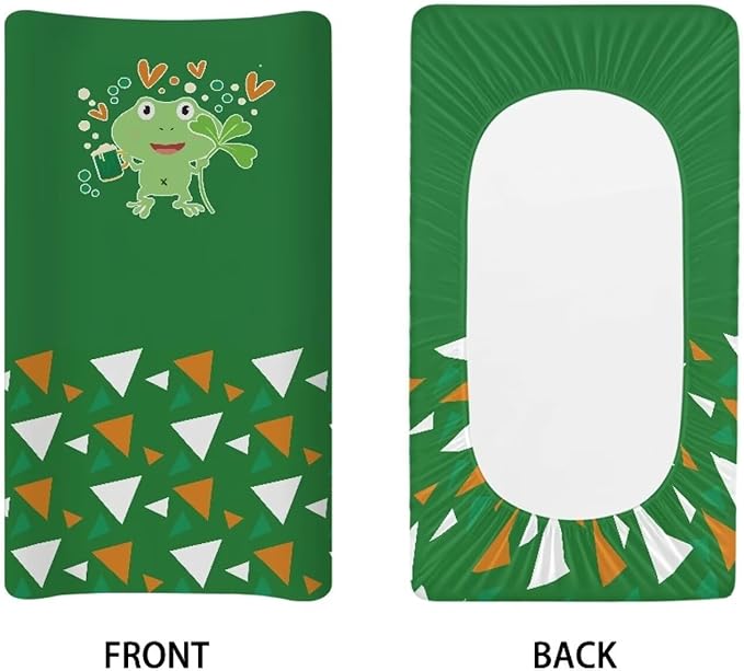 Frog Beer Lucky Changing Table Cover Lightweight Table Sheets Breathable Changing Pad Cover St. Patrick's Day Stretchy Waterproof Diaper Changing Cover