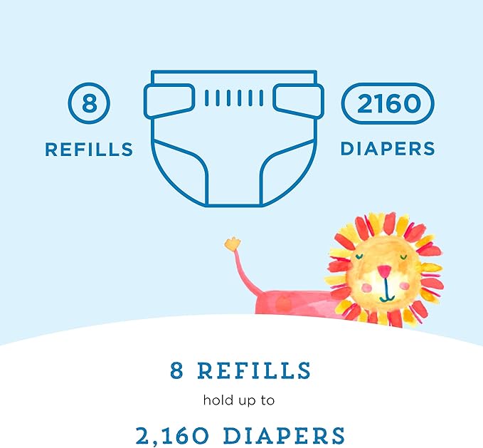 Amazon Brand - Mama Bear Diaper Pail Refills with Odor Control for Diaper Genie Pails, Unscented, 1080 Count (4 Packs of 270 Count)