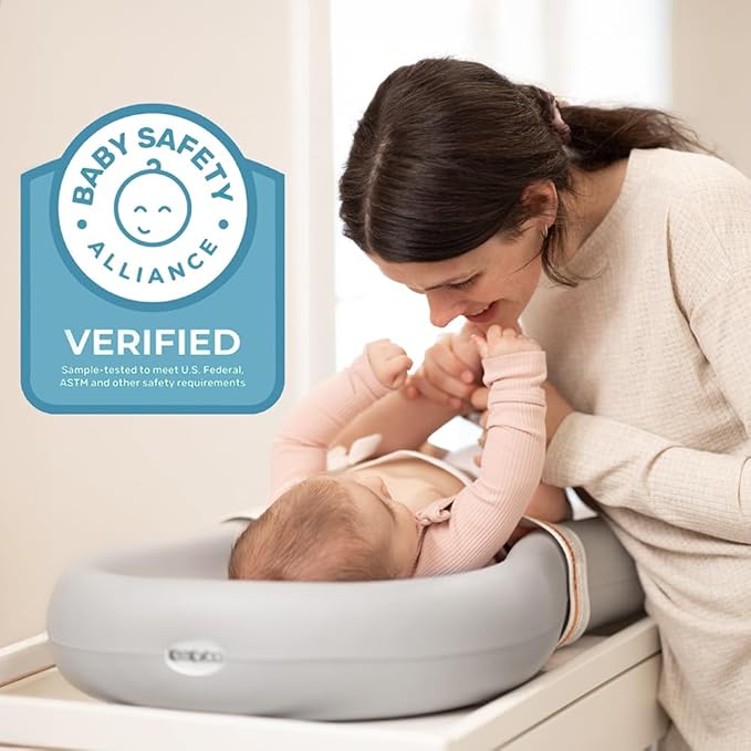 Keekaroo Peanut Changer Grey – the Original - Easy-to-Clean Changing pad and the only Shell Over Foam, Fully Water Repellant