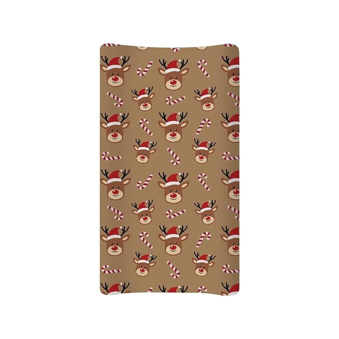 Reindeer Print Changing Pad Cover for Baby Washable Diaper Change Table Covers with Elastic Edge Waterproof Cradle Mattress Sheets for All Season Gift for Holiday