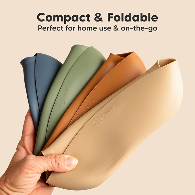 KeaBabies 2-Pack Silicone Bibs for Babies, Toddlers Girl, Boy – Sturdy Food-Grade Baby Bibs for Eating, Large Food Catcher, Clean & Put On Easily, Waterproof Toddler Feeding Essentials (Terracotta)