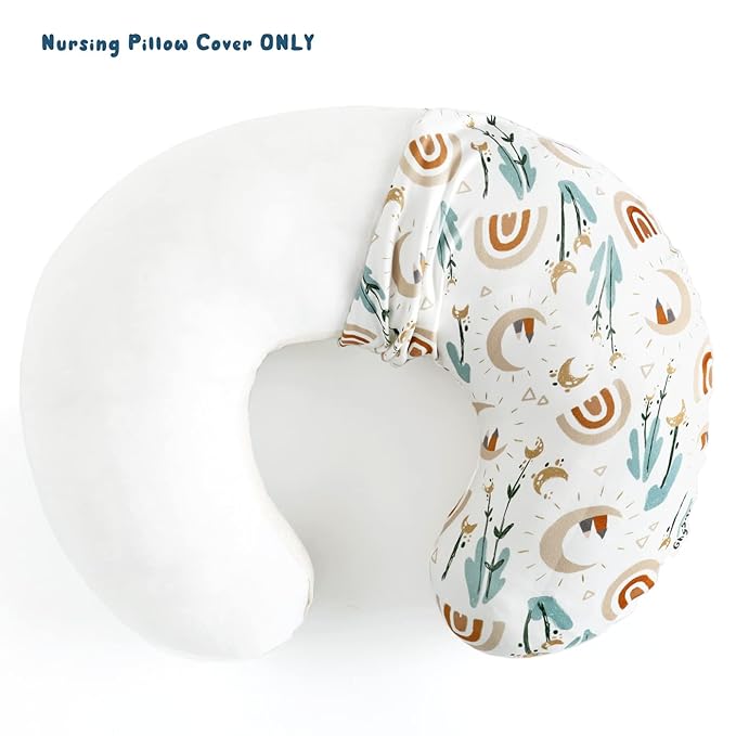 GRSSDER Nursing Pillow Cover Stretchy Minky Removable Nursing Covers for Breastfeeding Pillows, Ultra Soft Comfortable Slipcover for Boy and Girls, Cute Rainbow Pattern