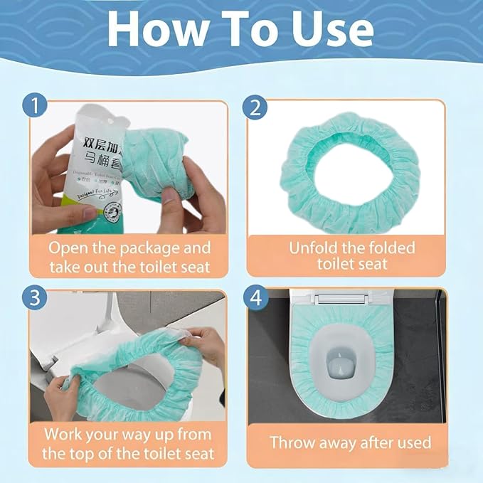 Disposable Toilet Seat Covers, 20 Pcs, Waterproof Non-Woven Fabric, Individually Wrapped, Portable for Travel, Hotel, Hospital, Public Toilet (Green)