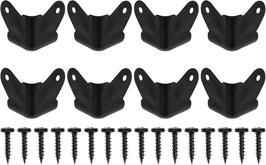 FOMIYES Black Iron Speaker Corner Protectors, 8pcs Metal Box Corner Guards for Furniture, 1.96x1.57x1.57inch, Anti-Collision and Anti-Skid, Includes Screws
