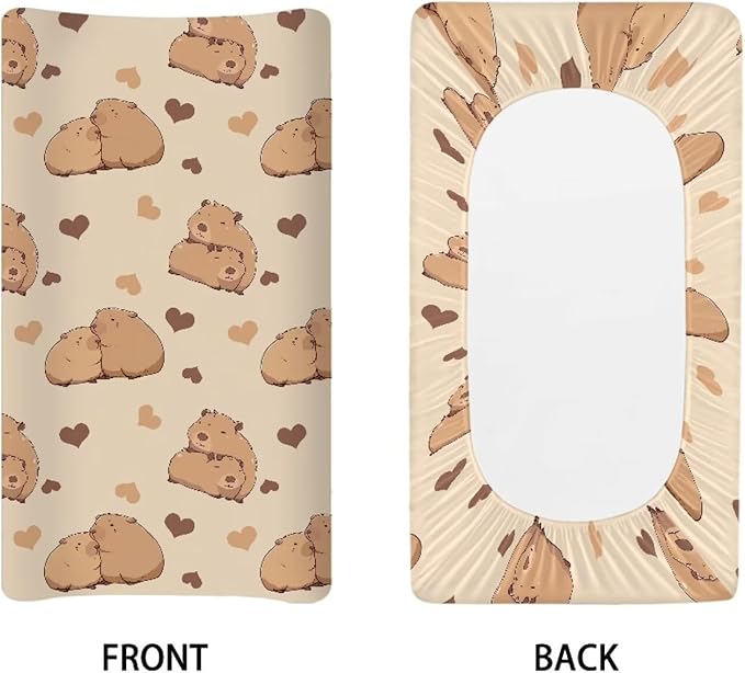 Capybara Changing Pad Cover Waterproof Sheet Crib Mat for Boys Girls Breathable Lightweight Changing Table Cover Cozy Cradle Sheets