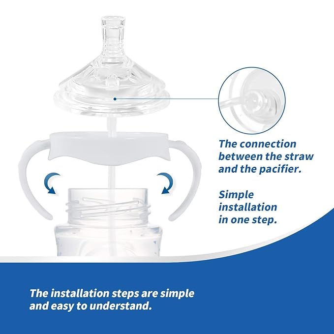 Straw Cup Soft Spout Conversion Kit for Philips Avent Natural Baby Bottle, Bottle Handles and Weighted Straw （2 Pack）