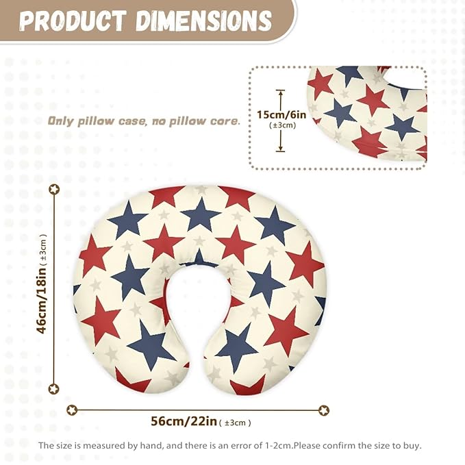 American Stars Baby Nursing Pillow Cover Soft Comfortable 4th of July Newborn Nursing Pillow Case Stain Resistant and Scratch Resistant