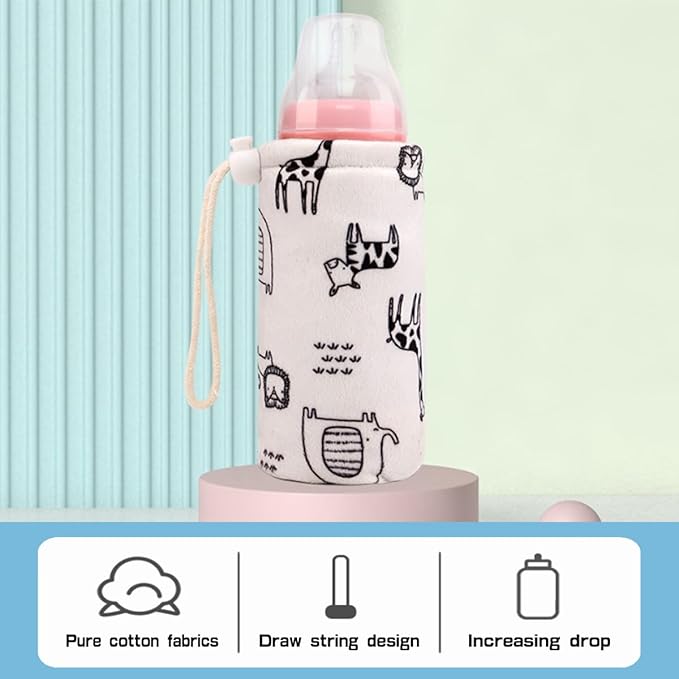 Infant Bottle Cover Thick Lambswool Keep Warm Baby Drinking Sleeve with Lanyard Baby Glass Bottle Insulator Soft Baby Bottle Protector for 300ml Bottle,2Pcs White