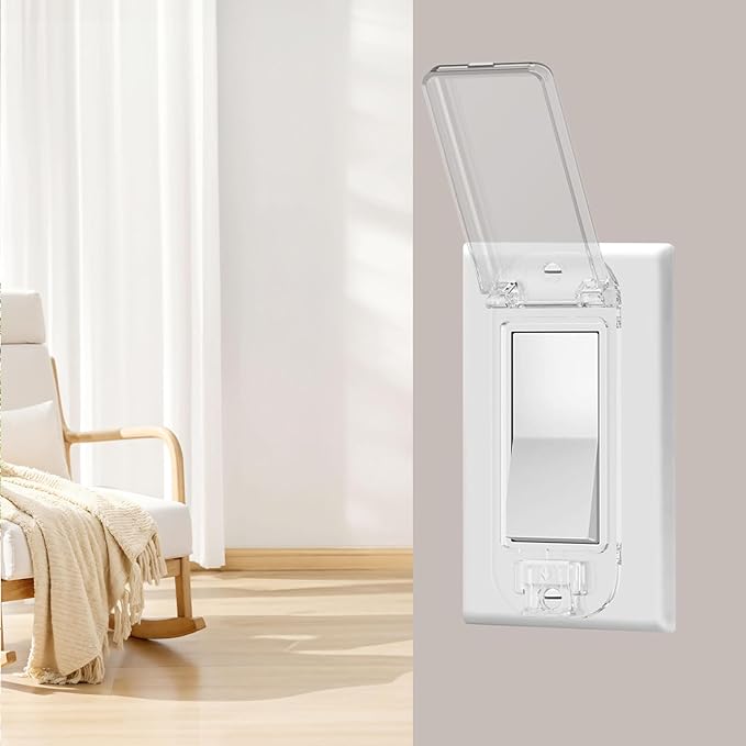 4Pcs Light Switch Guard, Child Proof Wall Switch Cover Keeps Lights or Switches from Being Accidentally Turned ON or OFF While Allowing Access