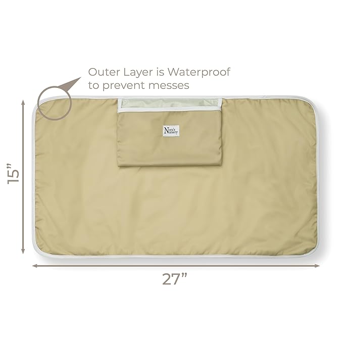 Nora’s Nursery Portable Baby Diaper Changing Pad - Waterproof Foldable Changing Mat for On-The-Go Diaper Changes - Travel Friendly, Easy Clean, Soft & Durable for Infants and Toddlers - Latte