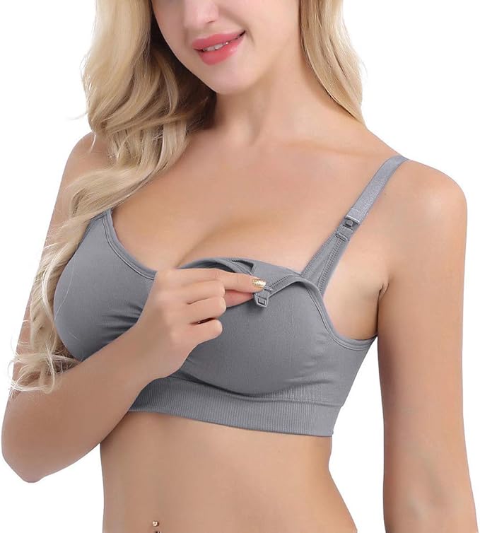 Womens Nursing Bra Seamless Sleeping Wirefree Breastfeeding Maternity Bralette with Removable Spill Prevention Pads