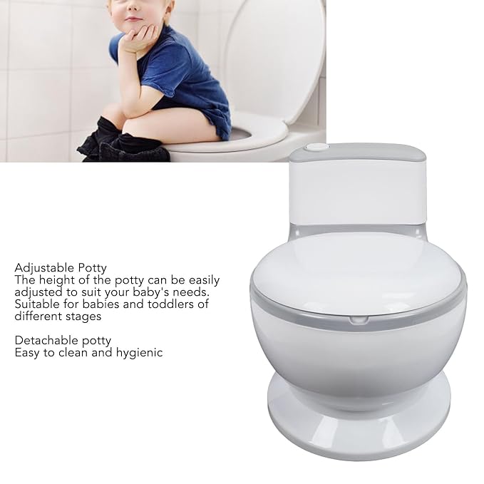 Adjustable Portable Kids Potty Training Seat, Ergonomic and Safe Children's Toilet with Removable Potty Pot, Comfortable Non Slip Design for Home and Travel(Grey)