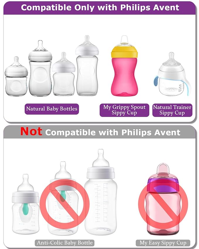 Sippy Spout Nipples for Philips Avent Natural Baby Bottles, My Grippy Spout Sippy Cup and Natural Trainer Sippy Cup,Variable Flow, Silicone Conversion Nipple,6+ Months,4 Count