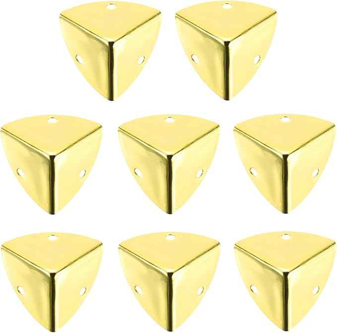 uxcell 8PCS Metal Corner Protector 0.9 x 0.9 x 0.9 Inch Box Edge Guard Protector Zinc Alloy Cabinets Speaker Corners Protector for Furniture Decorative (Gold)